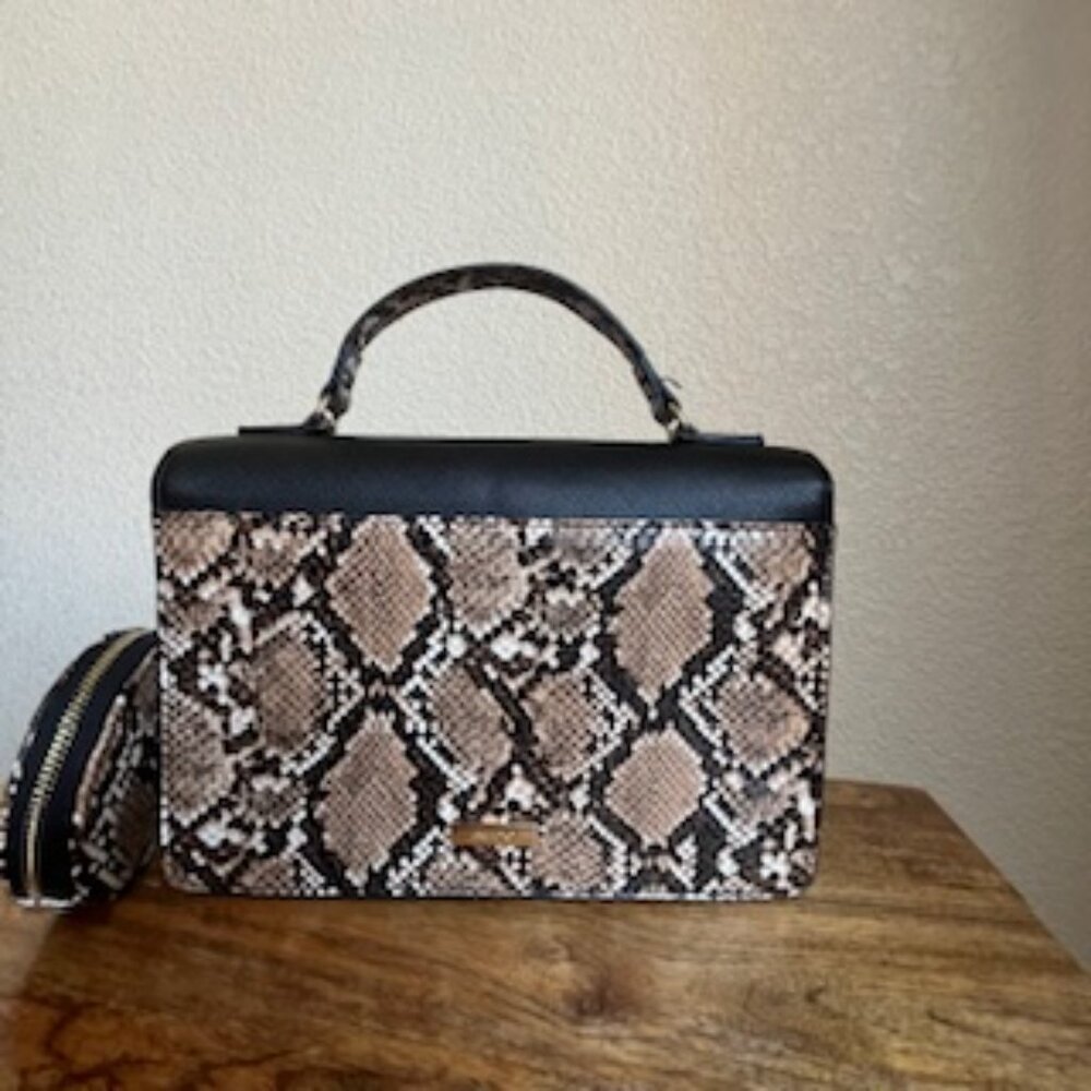 Aldo Color Block Snake Print Satchel With Chain S… - image 3